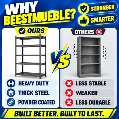 Book Shelf, Metal Bookshelf with Double-Layer Columns, Adjustable Bookcase - size: 48"Wx 24"Dx 88"H