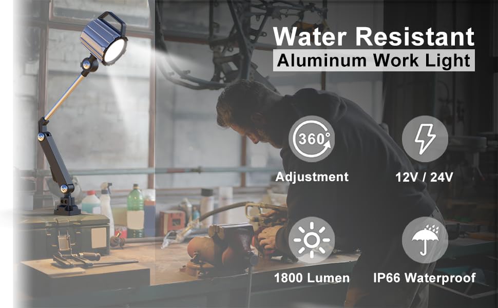 Cob Led Machine Light, 18W Swing arm Machine Work Light, 1800 Lumens Flexible Milling Work Lighting for Wood Lathe Drill Press, 110-220v (24v light) - size: 24v light