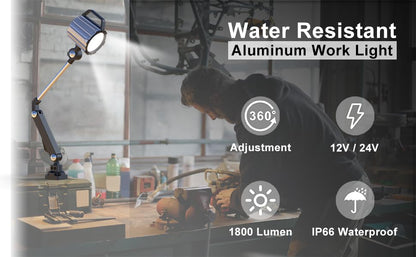 Cob Led Machine Light, 18W Swing arm Machine Work Light, 1800 Lumens Flexible Milling Work Lighting for Wood Lathe Drill Press, 110-220v (24v light) - size: 24v light