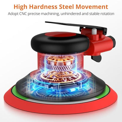 Proster 6" Air Orbital Sander Lightweight 12000 RPM Variable Speed 20pc Kit - size: 6 inch