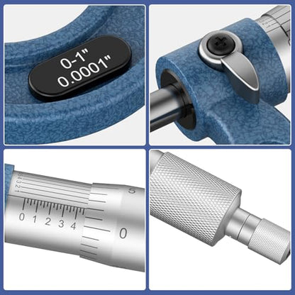 HDLNKAK Outside Micrometer 0-3", 0.0001" Graduation Micrometer Set - color: 3-piece set 0-3''