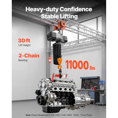 VEVOR 2-Speed 11000lbs Electric Chain Hoist, 30ft Lift Overhead Crane Hoist