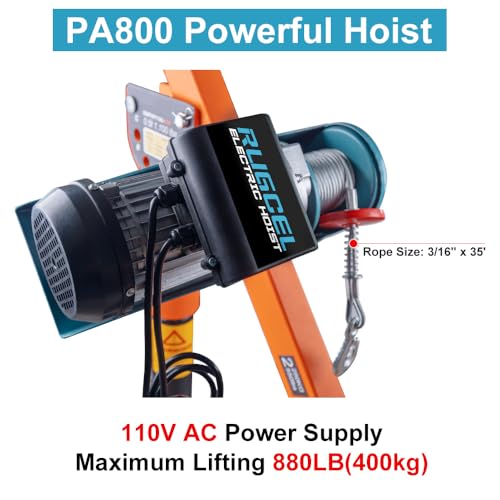 new Folding Dismountable Household Jib Crane Truck - 1100lb Capacity 110V Electric Hoist, 880lb Pulling Force for Factories, Warehouses, Construction & Building，Orange