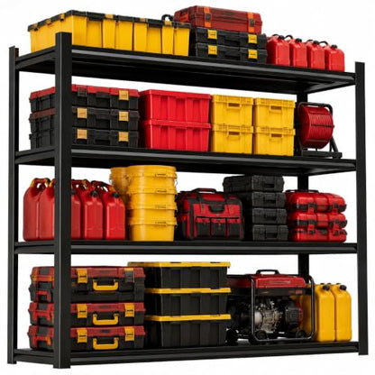 Garage Shelving, 3300 LBS Storage Shelves with Side Guard - size: 44×16×10in-4 Tier-metal