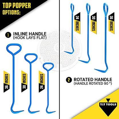 T&T Tools 30-Inch Top Popper Manhole Hook Tool - Inline Handle, 5/8" Hex - size: 30-Inch, style: Inline Handle