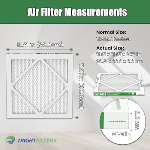 TRIGHTFILTERS 12x12x1 Air Filter 6 Pack, MERV 8 Pleated Home HVAC AC Filter - size: 12x12x1-6pack