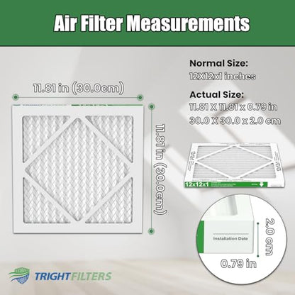 TRIGHTFILTERS 12x12x1 Air Filter 6 Pack, MERV 8 Pleated Home HVAC AC Filter - size: 12x12x1-6pack