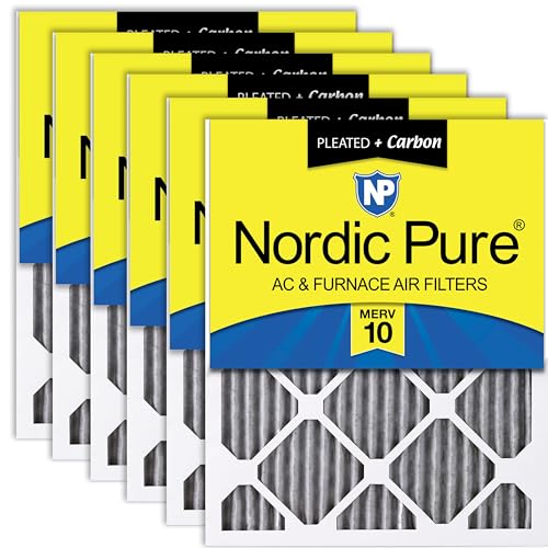 Nordic Pure 16x25x1 Pleated MERV 10 Plus Carbon Air Filters 6 Pack - style: MERV 10 + Carbon