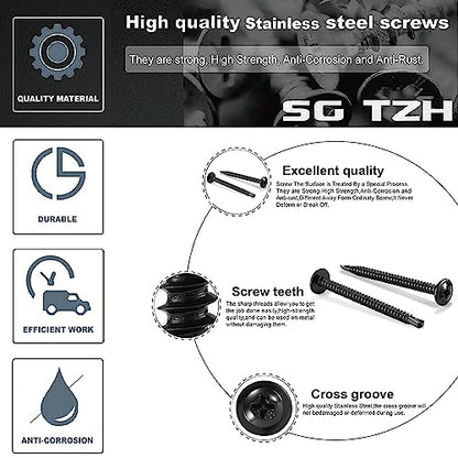#10 x 1 Sheet Metal Screws 100Pcs 410 Stainless Steel Truss Head Fast Self Tapping Screws Black Oxide by SG TZH - color: Black, size: #10 x 1"
