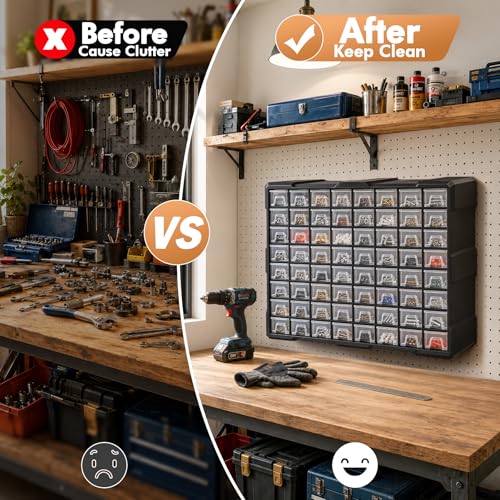 64-Drawer Organizer Craft Organizers and Storage with Dividers Labels - size: 64 Drawer