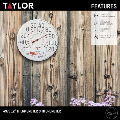 Taylor Precision Products Humidiguide Dial Thermometer (12-Inch), White, One Size - size: One Size