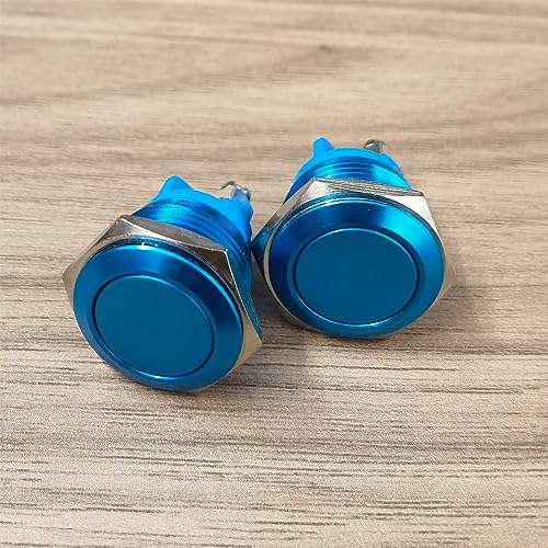 Gebildet 2pcs 16mm 3A/12V 24V 36 DC 110V 250VAC 1NO SPST Momentary Push Button Switch IP65 waterproof Aluminium Alloy Shell Screw Terminal (Blue Shell) - size: 16mm-Blue