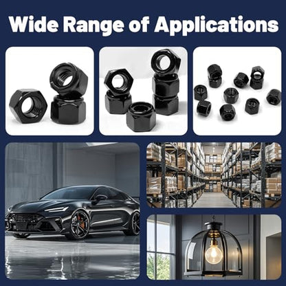 ZQZ 3/8-16 Nylon Lock Nuts, 30 PCS Stainless Steel Nylon Insert Locknut Black - color: Black, size: SAE 3/8-16; 30pcs