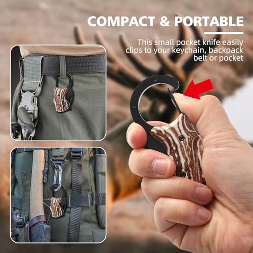 Small Pocket Knife for Women Men, Cool Folding Knife Box Cutter, Folding Utility Knife with 1.38''Sharp Blade, Mini EDC Knives for Everyday Carry, Ideal Gifts for Men and Women（Wood Grain） - color: Wood Grain