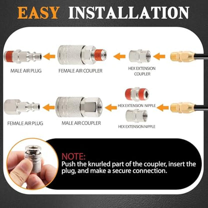 48 Pcs 1/4" NPT Air Compressor Coupler & Plug Kit Air Hose Fitting - size: Nickel-plated alloy