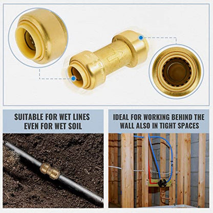 SUNGATOR Check Valve, 3/4 Inch Push-to-Connect Fittings, 2-Pack, Brass - size: 3/4 Inch, style: 2 Pack