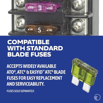Blue Sea Systems ST Blade Fuse Block 6 Independent Circuits with Cover, 100 Amps, 5035 - color: With cover, style: 6 Circuit Independent