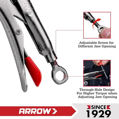 ARROW 9.5" Needle Nose Locking Pliers, Long Nose Locking Pliers - size: 9.5 in