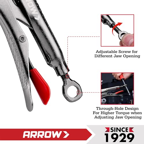 ARROW 6.5" Needle Nose Locking Pliers, Long Nose Locking Pliers - size: 6.5 in
