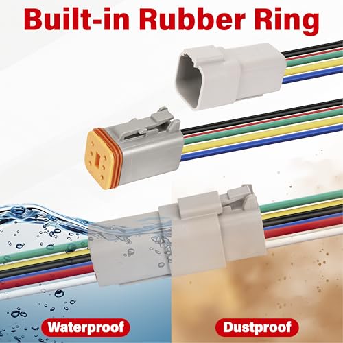 Deutsch DT 6 Pin Grey Male Female Wiring Harness Connector 2 Kits, 16 AWG - color: 2 Sets-Grey, size: 6Pin