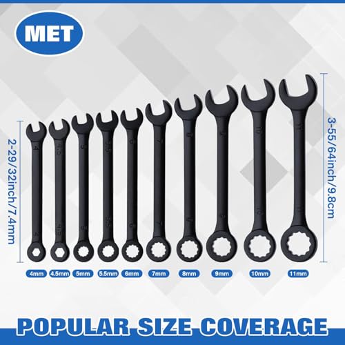 10PCS Mini Wrench Set Standard Metric 4mm-11mm - size: Metric