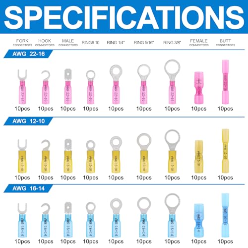 270PCS Heat Shrink Wire Connectors Kit, 22-10AWG