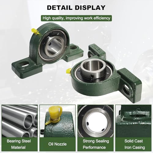 2 Pack UCP207-22 Pillow Block Bearing - 1-3/8" Mounted Pillow Block Bearings Solid Cast Iron Base - Self Alignment(207) - style: UCP207-22