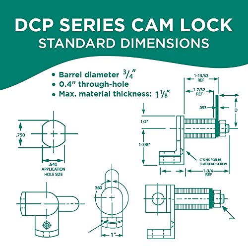 Olympus Lock Padlockable Cam Locks | DCP Series US26D Satin Chrome Cabinet Locks | Padlock Cam Lock for Doors & Drawers - color: Chrome