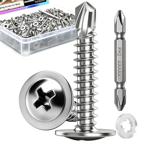 mxuteuk 280PCS #8×1-1/4" Self Drilling Screws, 410 Stainless Steel - size: SV #8×1-1/4"