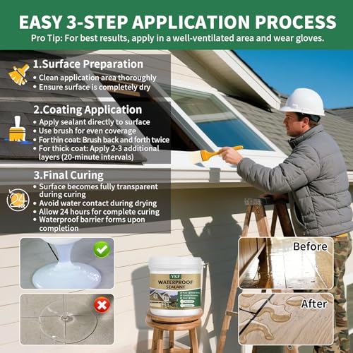 YKF Transparent Waterproof Sealant, Self-Leveling Clear Coating, 12 Fl Oz - size: 12 Fl Oz