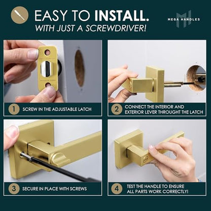 Passage Door Handle Satin Brass, 1 Pack - Glamor Modern Lever, Gold Finish - color: Satin Brass