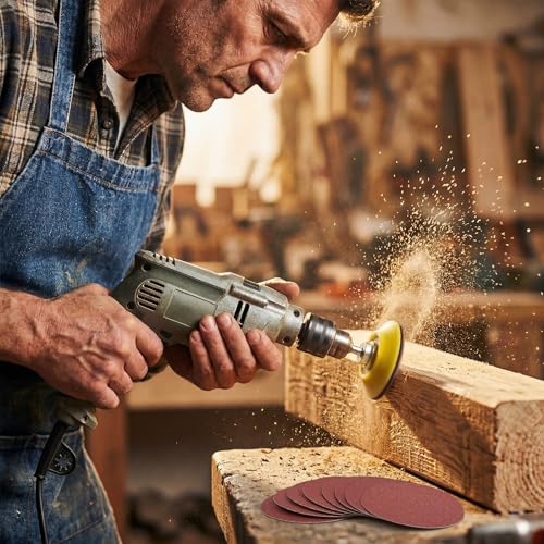 130 PCS 3 Inch Sanding Discs Hook and Loop, MAPRIAL 40 Grit Course Sandpaper Attachment for Drill Sander Grinder Rotary Tools, Wood Furniture, Woodworking, Metal Polishing - size: 3 inch - 40 grit