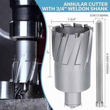 KEENTECH Carbide-Tipped Annular Cutter 1-3/4" Diameter x 2" Depth - size: 1-3/4" Dia * 2" Depth