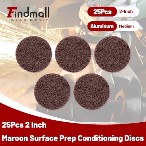 findmall 25Pcs 2 Inch Maroon Quick Change Surface Prep Conditioning Discs