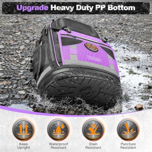 Tool Backpack Bag, Electrician Tool Bag 78-Pockets & Loops Tools Bag HVAC Tool Bags for Men, Heavy Duty Storage Construction tools Backpack (style1-Purple) - color: Purple
