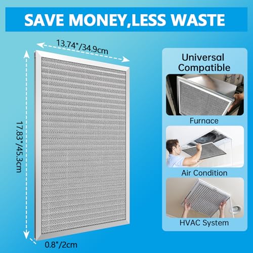 UBeesize 14x18x1 Air Filter HVAC AC Furnace Filter,MERV 8,Reusable Washable, Lasts a Lifetime,Permanent Air Filter,Breathe Fresher,Home And Office(Actual Size:13.74x17.83x0.8Inch) - size: 18" x 14" x 1"