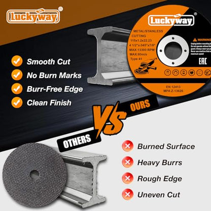 Luckyway 4-1/2 Inch Cut Off Wheels, 4-1/2"x.045“ x7/8" Cutting Wheel, Angle Grinder Cutting Disc for Metal and Stainless Steel Cut - 52 Pack