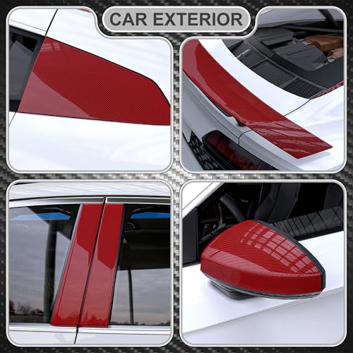 Lypumso 6D Carbon Fiber Vinyl Wrap Roll, Glossy Car Wrap Film Featuring Bubble Free Air Release Technology, Car Moto DIY Interior Exterior Decoration (Carbon Fiber Red, 1ft x 5ft) - color: Red, size: 1ft x 5ft