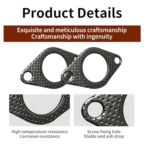 2 PCS Car Exhaust Gasket,1.73 Inch Reinforced High Temperature Gasket Exhaust Flange Gasket Car Accessories,Catalytic Converter Gasket,Exhaust Flange Gasket for Most Trucks Cars - size: 1.73 In