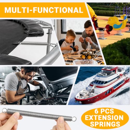 6pcs 3/8 Inch x 6-1/3 Inch Stainless Steel Extension Springs - size: 16cm