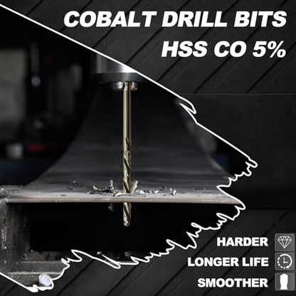 1/8 Drill Bits for Metal and Hard Steel(10pcs),M35 High Speed Steel Twist Jobber Metal Drill Bits,with Index Storage Case - size: 1/8 in (10 pcs)