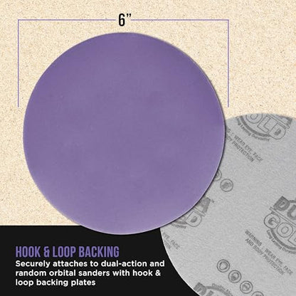 Dura-Gold Premium 600 Grit 6" Purple Film Ceramic Sanding Discs, Box of 50 - style: 600 Grit