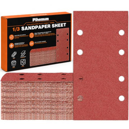 80 PCS 1/3 Sandpaper Sheets 120 Grit 8 Hole - color: GRIT 120