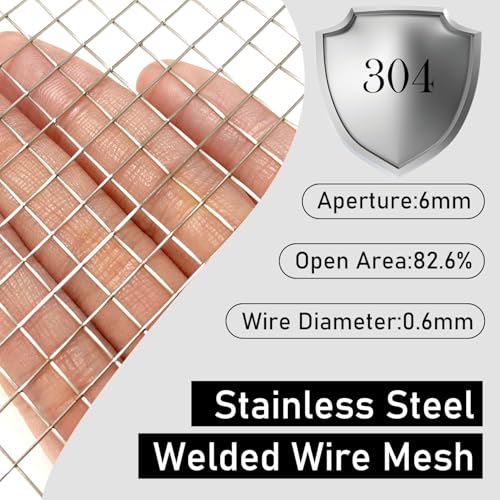 Stainless Steel Welded Wire Mesh 1/4 Inch Completely Welded Hardware Cloth - size: 15.7" X 118",1ROLL