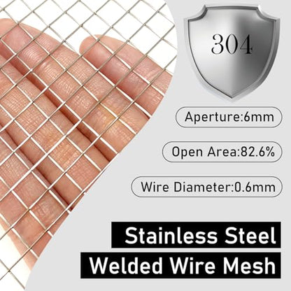 Stainless Steel Welded Wire Mesh 1/4 Inch Completely Welded Hardware Cloth - size: 12" X 24",2PACK