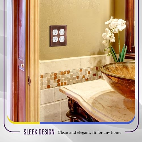 ENERLITES Double Duplex Receptacle Metal Wall Plate, 2-Gang Antique Copper - color: Antique Copper, size: Standard Size