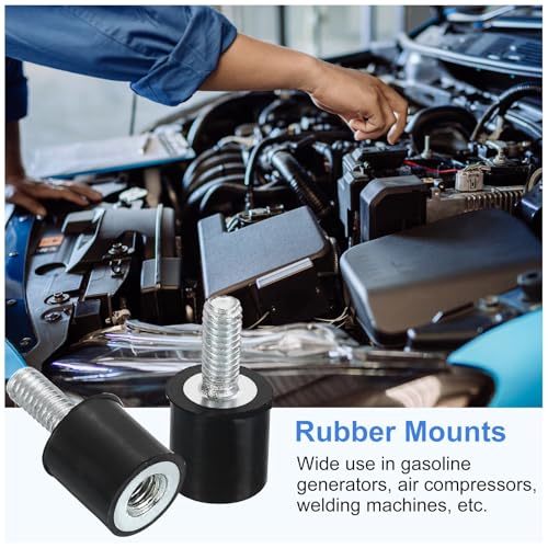 uxcell M4 Rubber Mounts, 1Pcs 10x10mm(DxH) Rubber Cylindrical Anti Vibration Isolator Shock Absorber with Lock Nut for Car Bobbin Generator Air Compressors - size: M4x10mm, 10x10mm Rubber