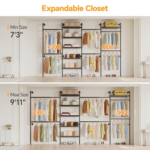 Higeego W4 Wall Mounted Clothes Rack, Industrial Pipe Clothing Rack, Black - color: Black