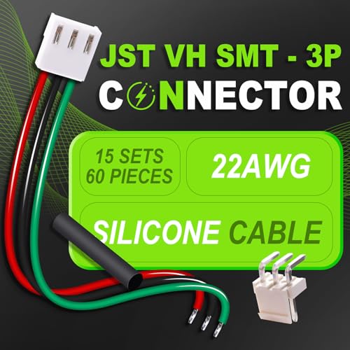 15 Sets/60 Pcs JST VH SMT 3.96mm 3 Pin 22AWG Silicone Connector Kit - size: 3-Pin, style: JST-VH-SMT