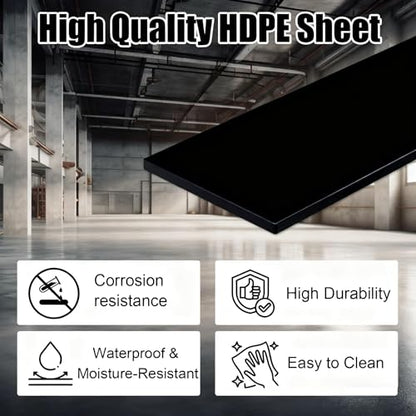 HDPE Sheet 1/4-2PCS 12" x 8" High Density Polyethylene Sheets with Protective Film 1/4 Thick HDPE Plastic Sheet Board Solid Plastic Block for Flat Panel DIY Projects Machining Home (Black) - color: Black, size: 12“x8"x1/4"